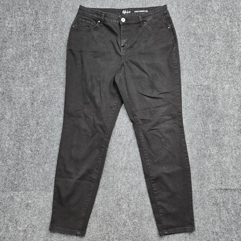 Style & Co Curvy Skinny Leg Jeans Black High Rise Denim Pants Womens Size 32x28